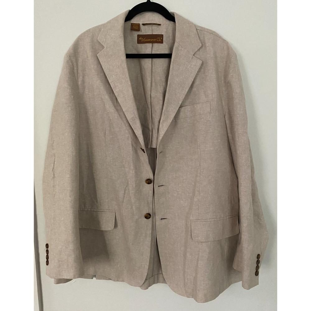Havanera Co Summer Breeze Beige Linen Cotton Blazer Sport Coat 44 XL Coastal - Picture 3 of 9